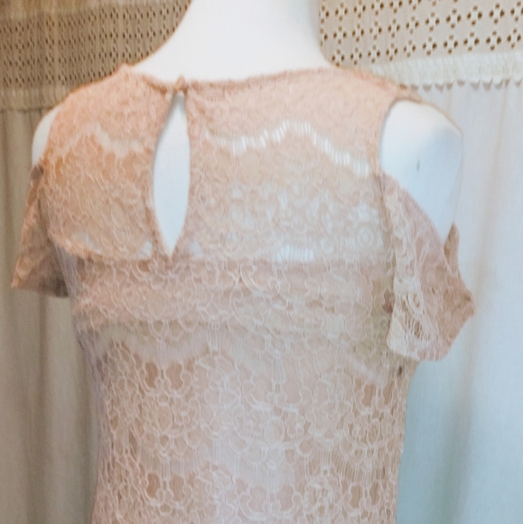 Sophia + Zeke M Dress Midi Cold Shoulder Lace Floral - Picture 5 of 7